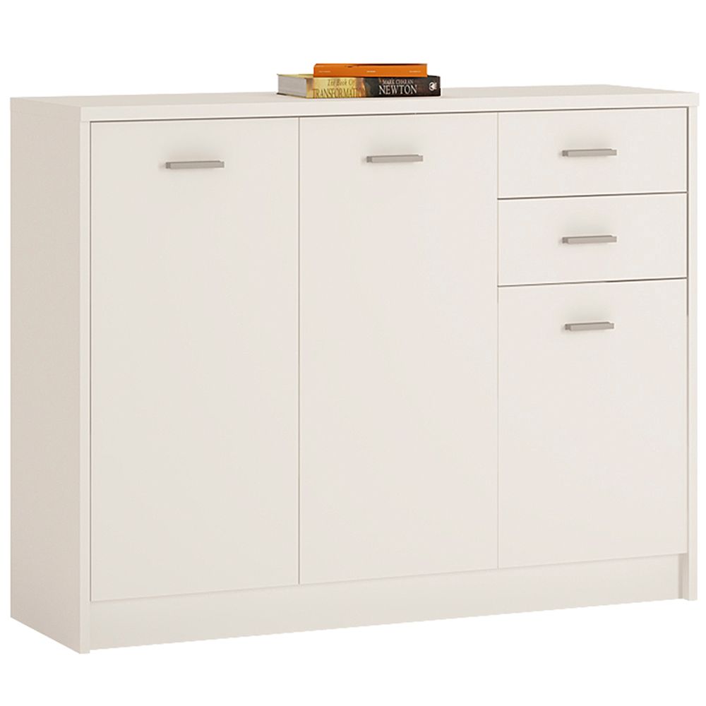 Two 3 Door 2 Drawer Wide Cupboard In Pearl White