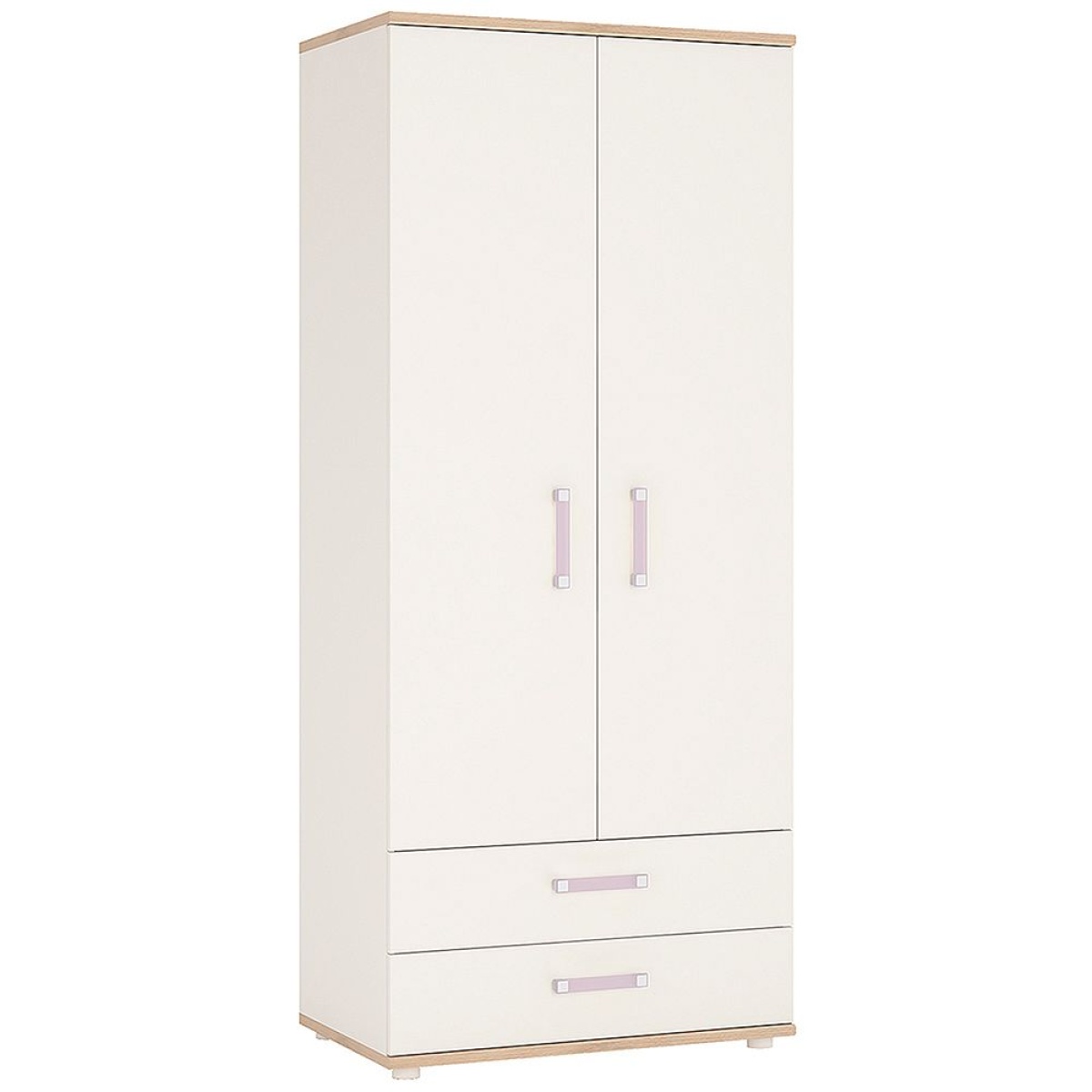 Kiddie Two Doors Two Drawers Bedroom Wardrobe Lilac Handles