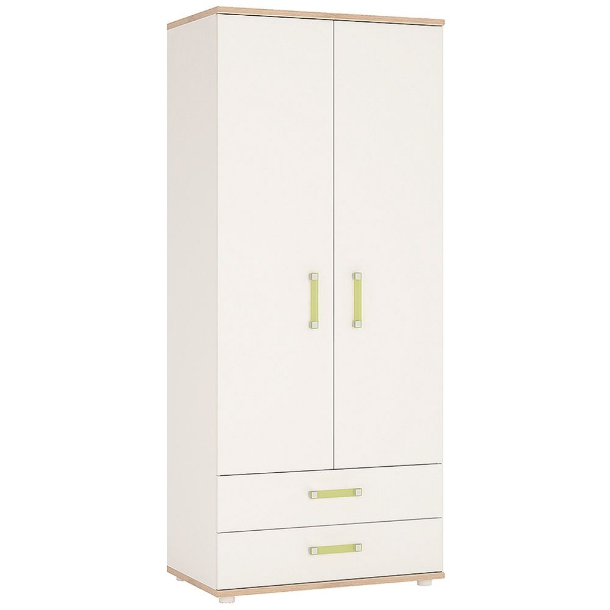 Kiddie Two Doors Two Drawers Bedroom Wardrobe Lemon Handles