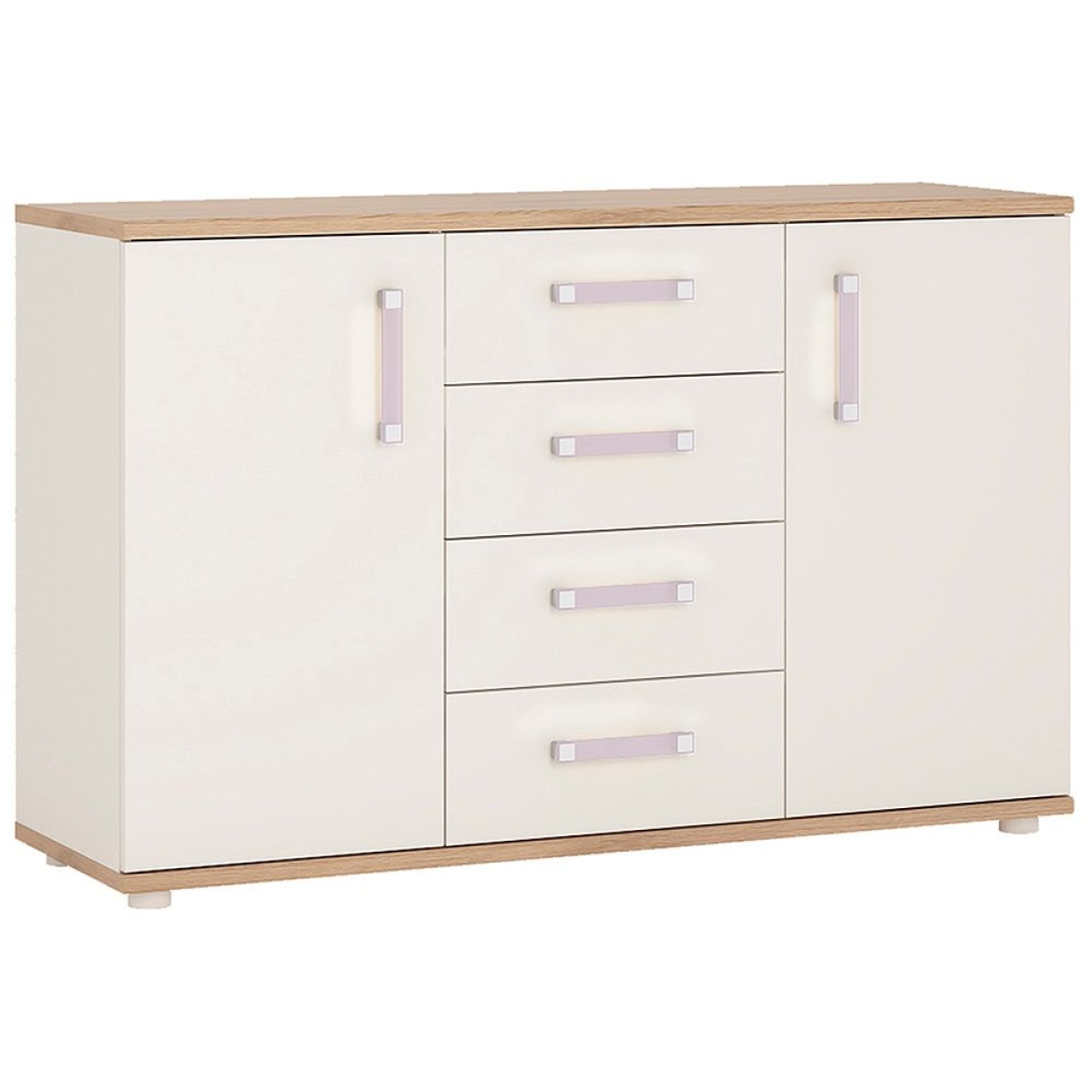 Kiddie 2 Door 4 Drawer Sideboard Lilac Handles