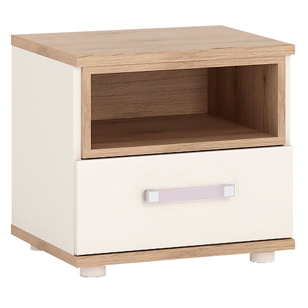 Kiddie 1 Drawer Bedside Cabinet Lilac Handles