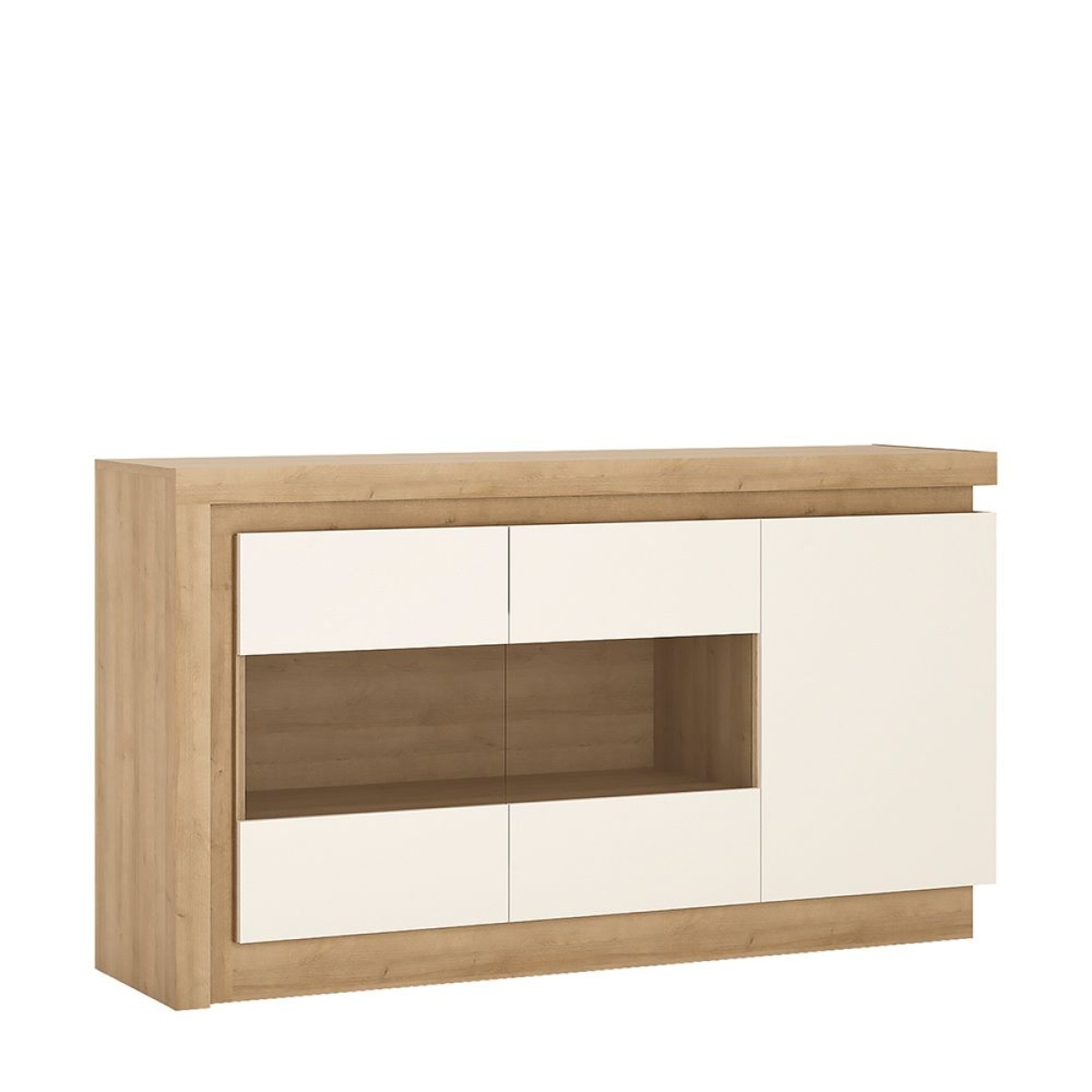 Lion White 3 Door Glazed Sideboard (Including Led Lighting)