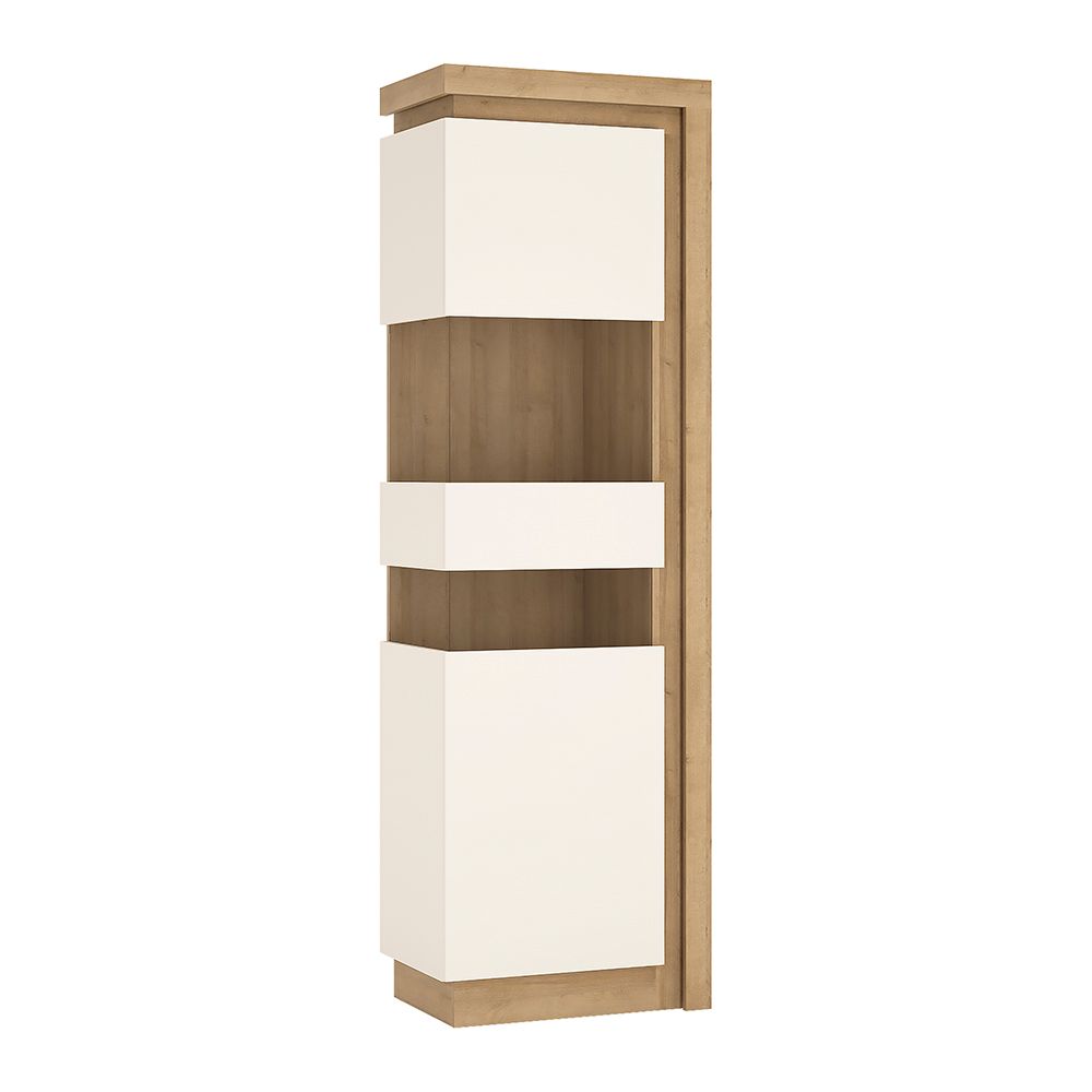 Lion White Tall Narrow Display Cabinet (Lhd) (Including Led Lighting)