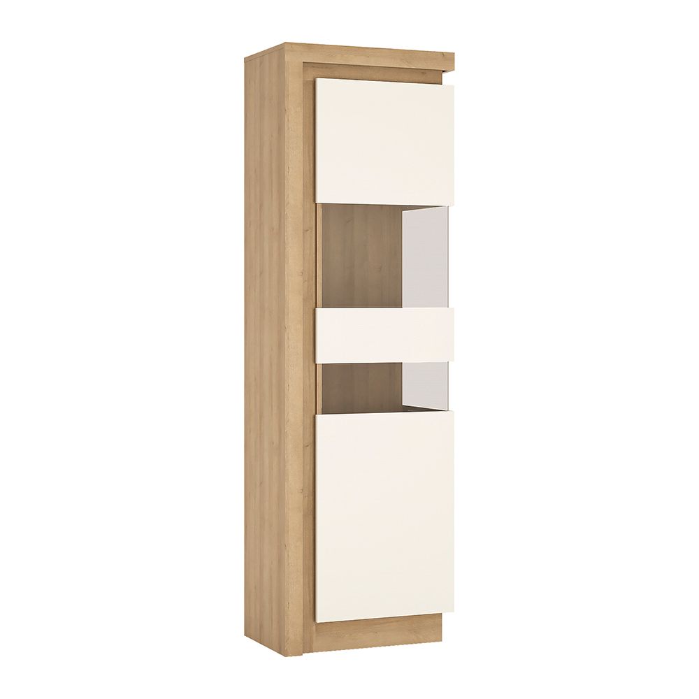 Lion White Tall Narrow Display Cabinet (Rhd) (Including Led Lighting)