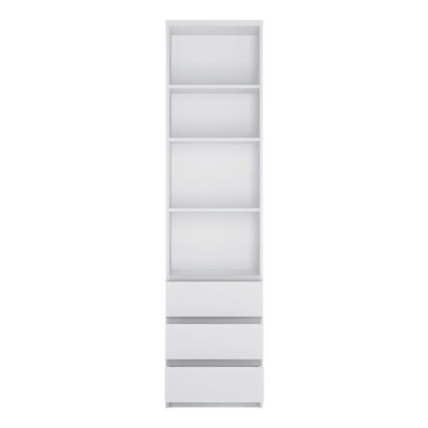 4400201-Fribo-White-Tall-narrow-3-drawer-bookcase_O