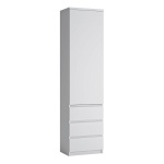 Karino Tall Narrow 1 Door 3 Drawer Cupboard In White