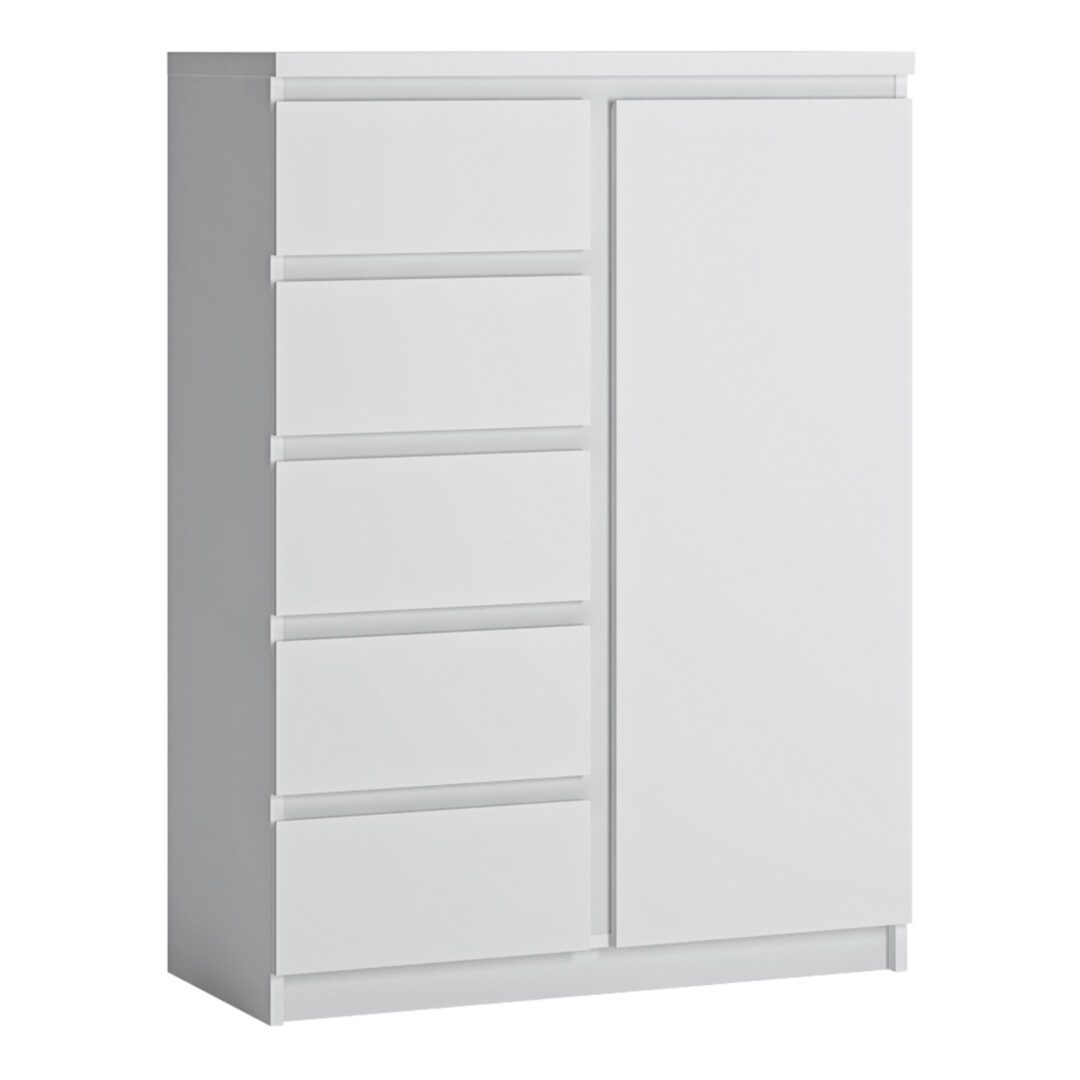 Karino 1 Door 5 Drawer Cabinet In White
