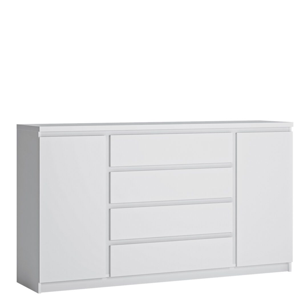 Karino 2 Door 4 Drawer Wide Sideboard In White