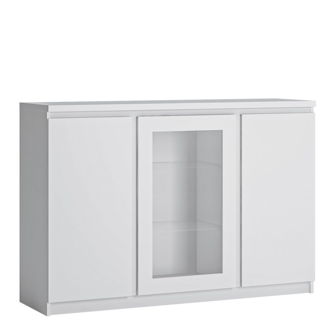Karino 3 Door Sideboard (Glazed Centre) In White
