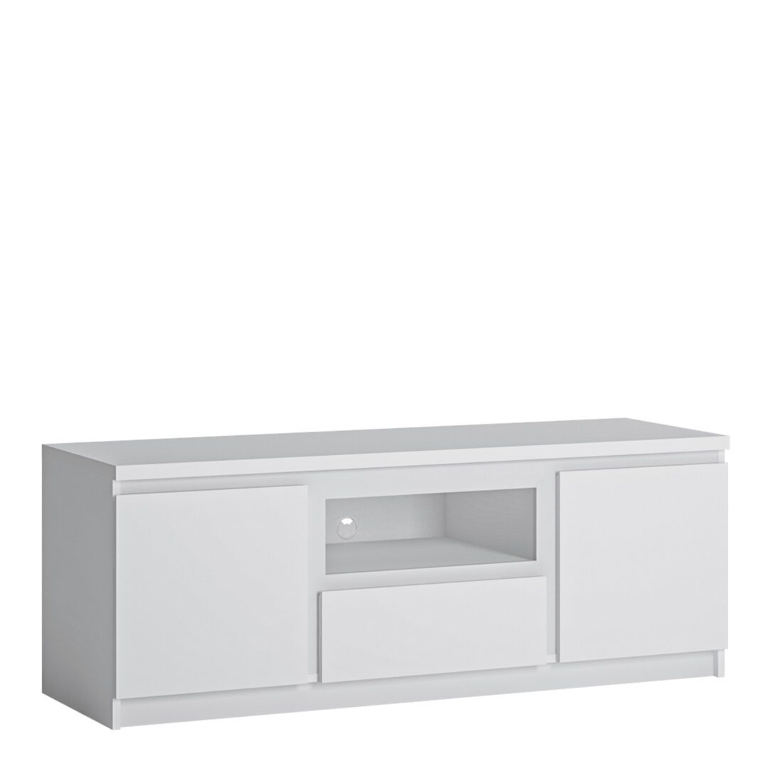 Karino 2 Door 1 Drawer 136 cm Wide TV Cabinet In White