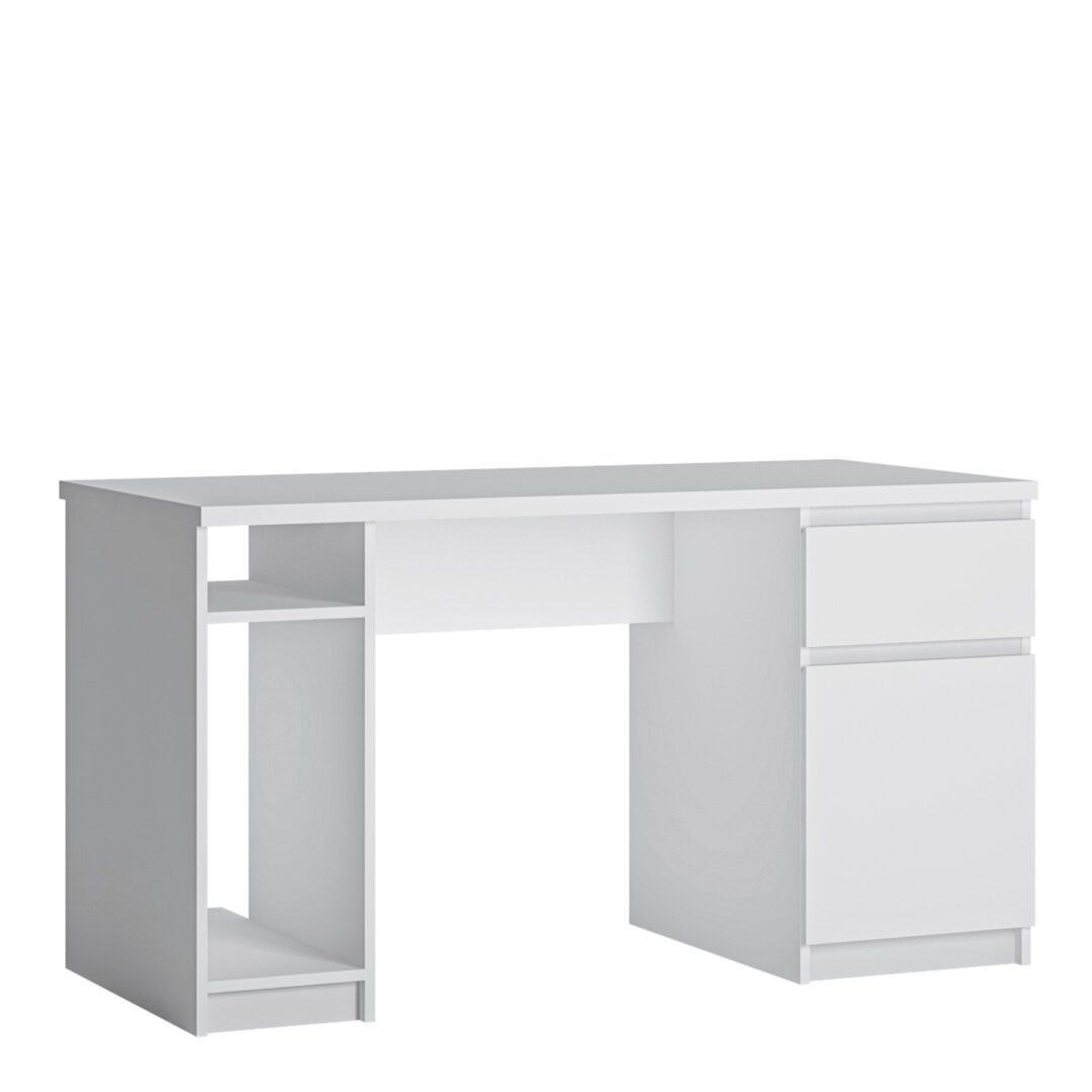 Karino 1 Door 1 Drawer Twin Pedestal Desk In White