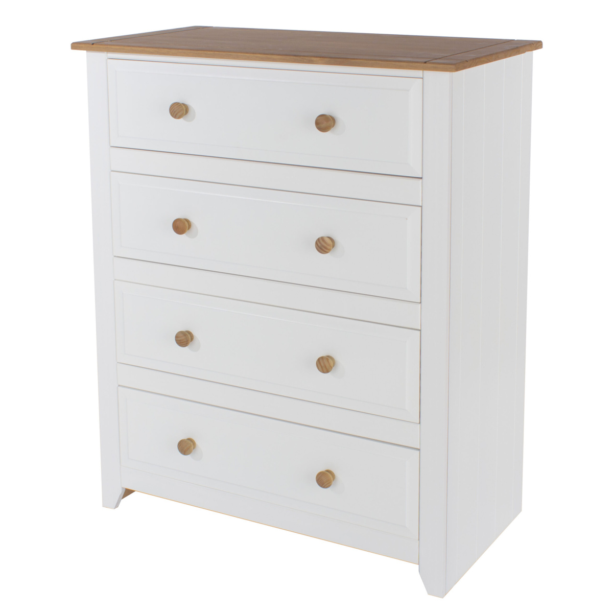 Shelton Pine White 4 Drawer Wide Chest