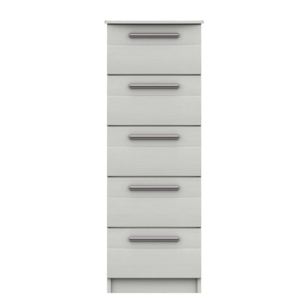 Midas Five Drawer Narrow Chest White Fully Assembled