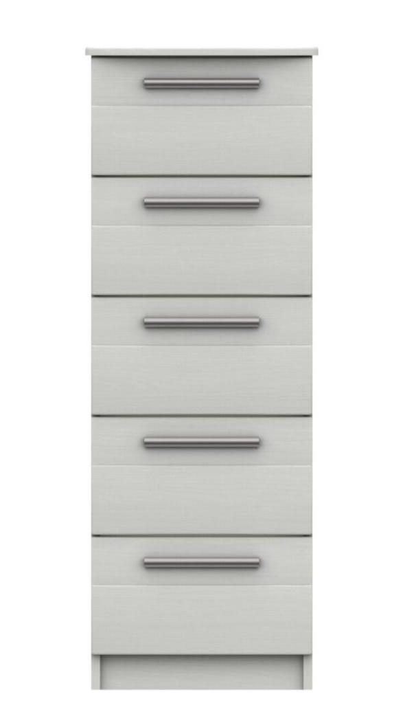 Midas Five Drawer Narrow Chest White Fully Assembled