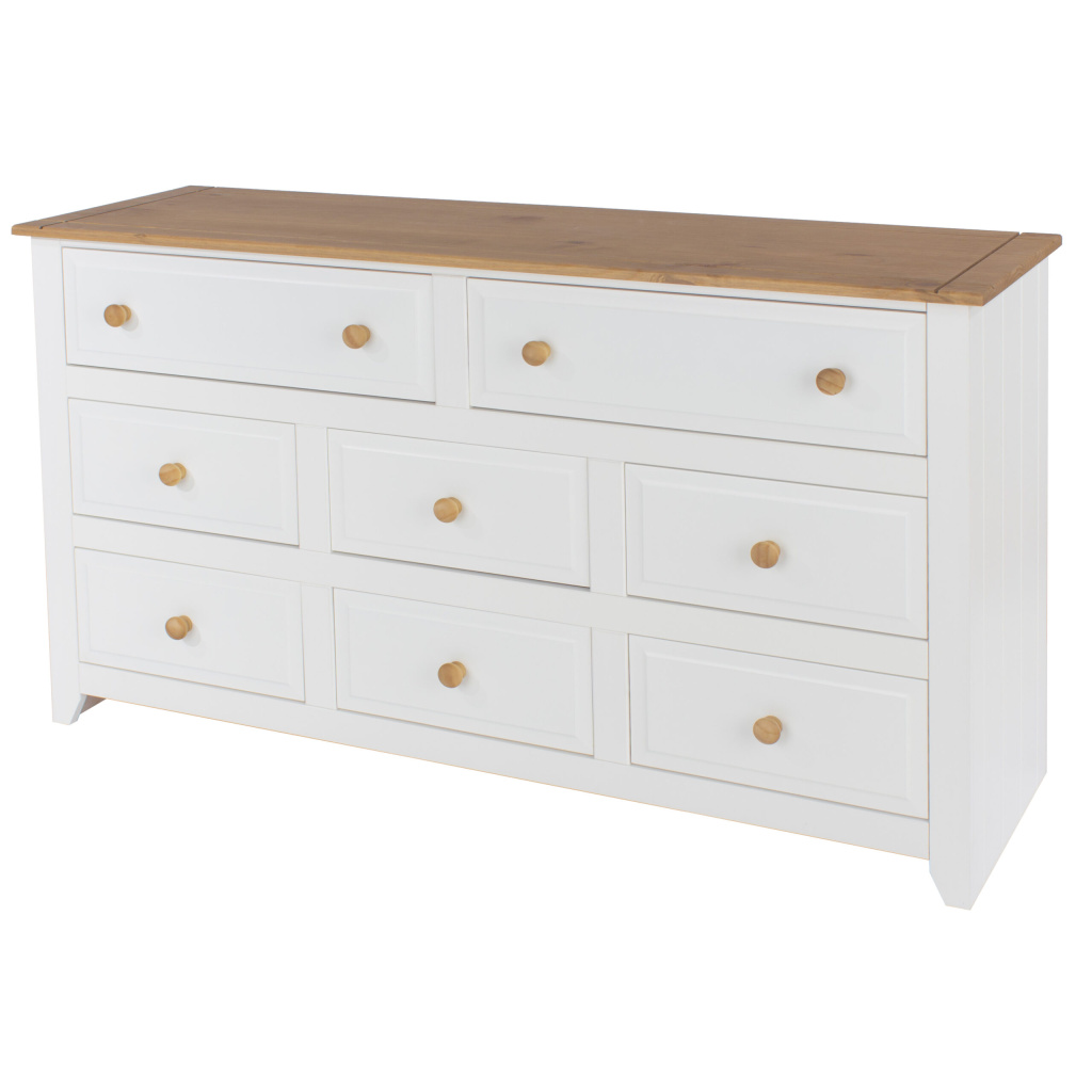 White Salina Pale Wood 4 Drawer Wide Chest main image 1