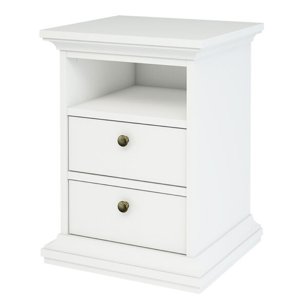Bedside 2 Drawers In White