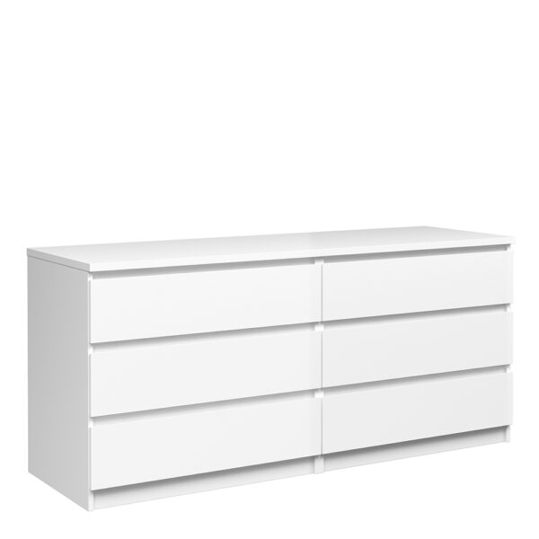 Taia Wide Chest Of 6 Drawers (3+3) In White High Gloss