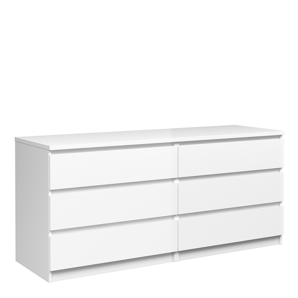 Taia Wide Chest Of 6 Drawers (3+3) In White High Gloss