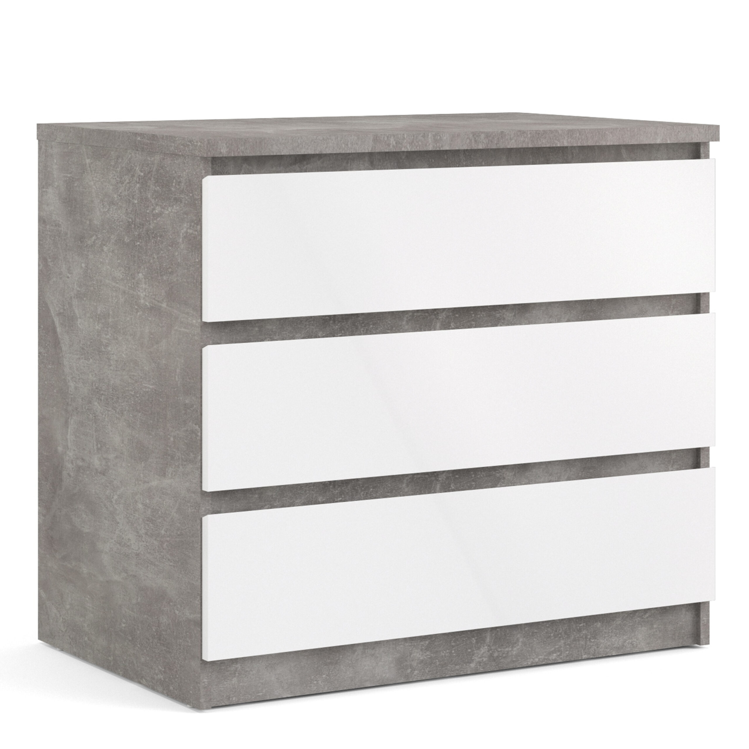 Nati Chest Of 3 Drawers In Concrete White High Gloss
