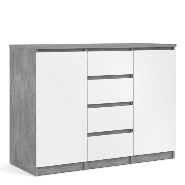 Nati Sideboard - 4 Drawers 2 Doors in Concrete White High Gloss