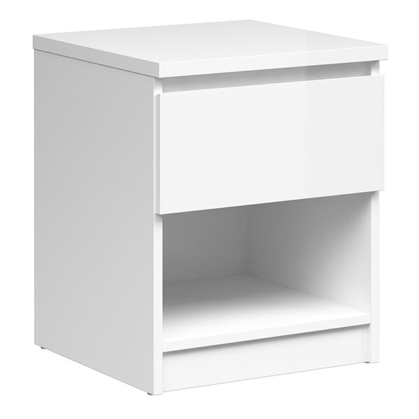 Saian Bedside - 1 Drawer 1 Shelf In White High Gloss