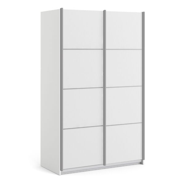 Phillipe White Sliding Wardrobe 120cm - White Doors - Two Shelves