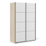 Phillipe Sliding Wardrobe 120cm In Oak White Doors Five Shelves