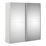 Phillipe Wardrobe White Mirror Doors Two Shelves