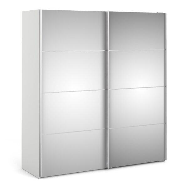 Phillipe Wardrobe White Mirror Doors Two Shelves