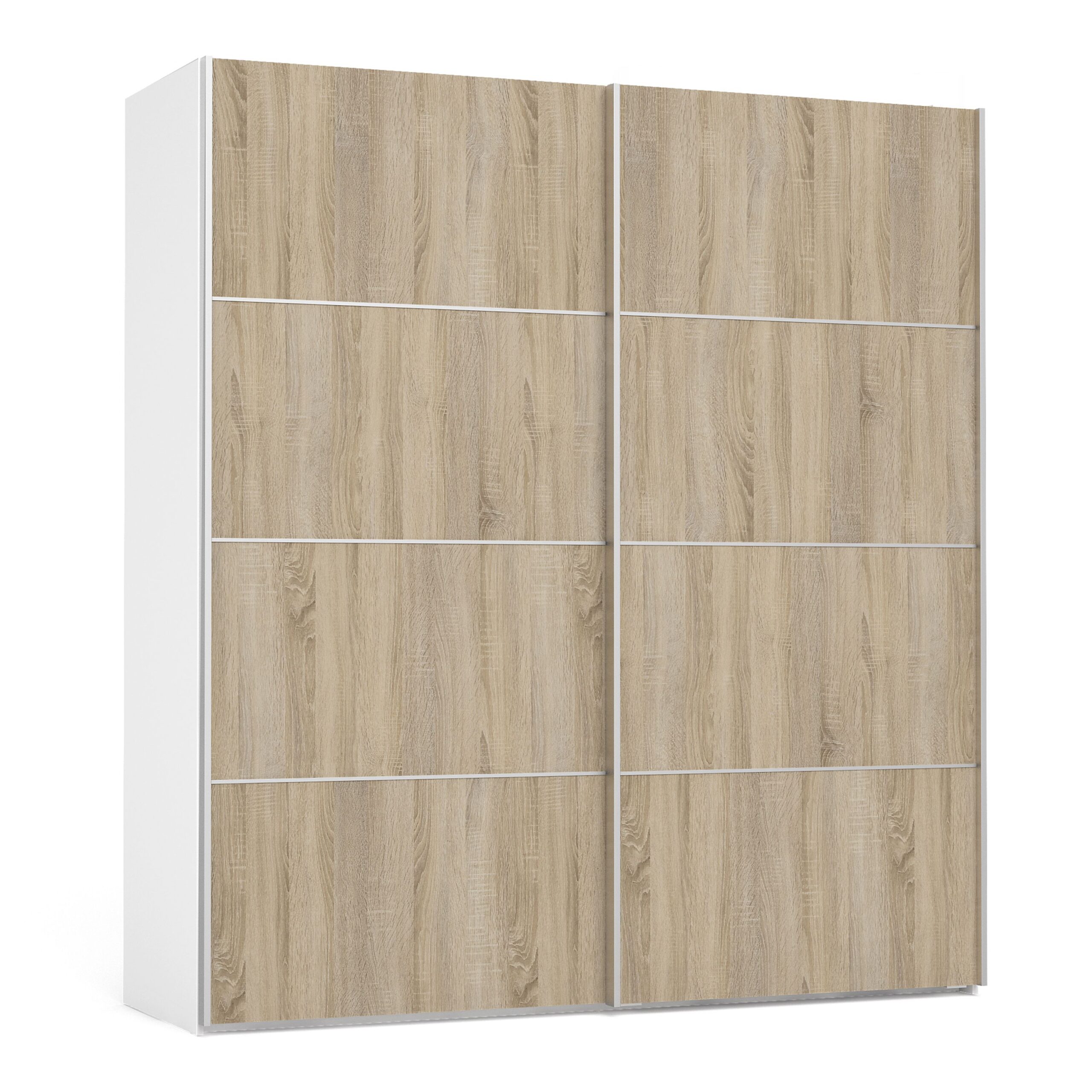 Phillipe Wardrobe White Oak Doors Five Shelves