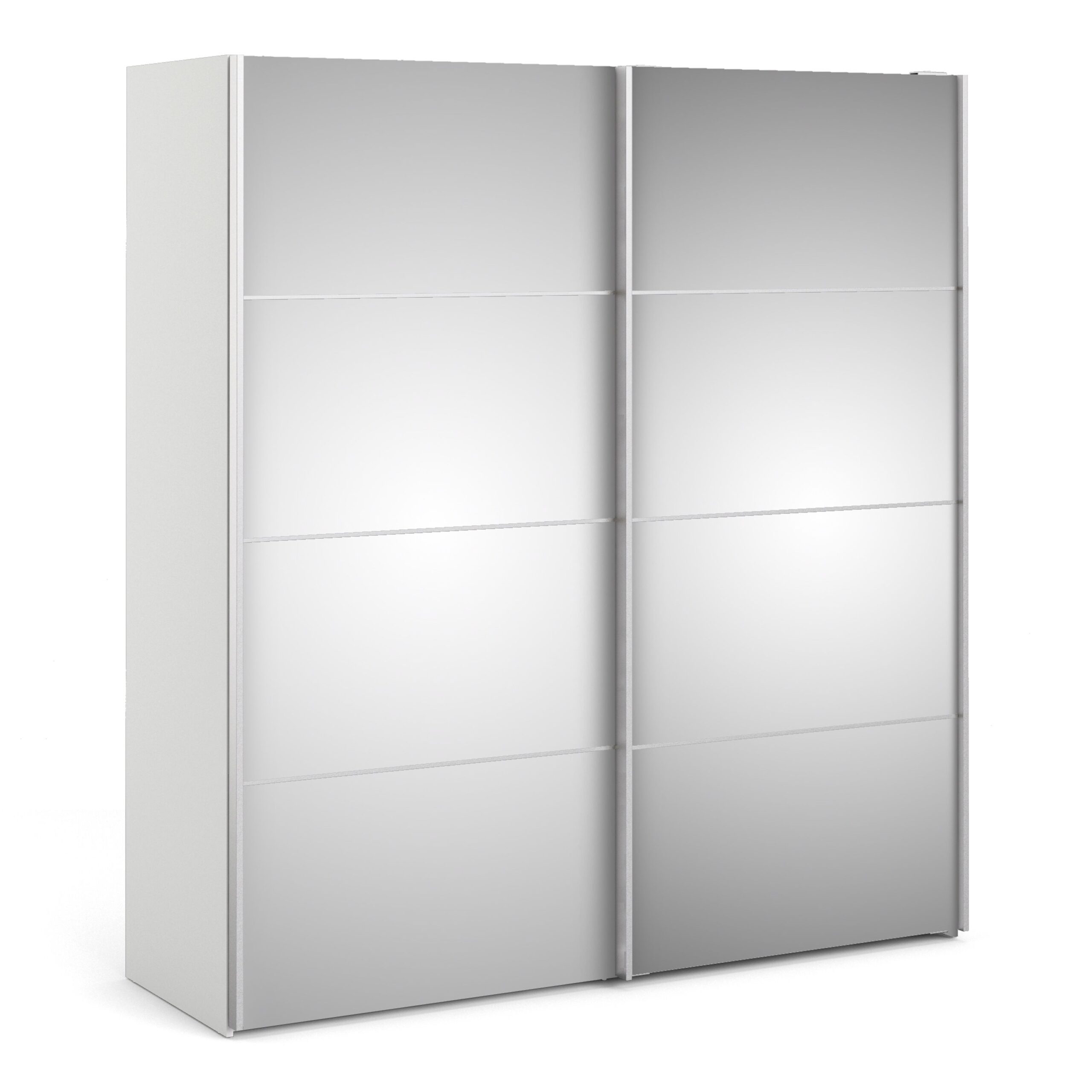 Phillipe Wardrobe White Mirror Doors Five Shelves
