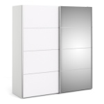 Phillipe Wardrobe White White Mirror Doors Two Shelves