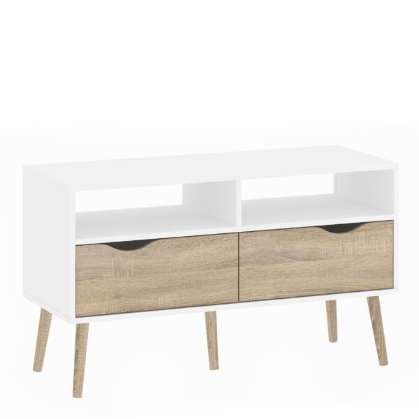 Solo TV Units 2 Drawers In White Oak