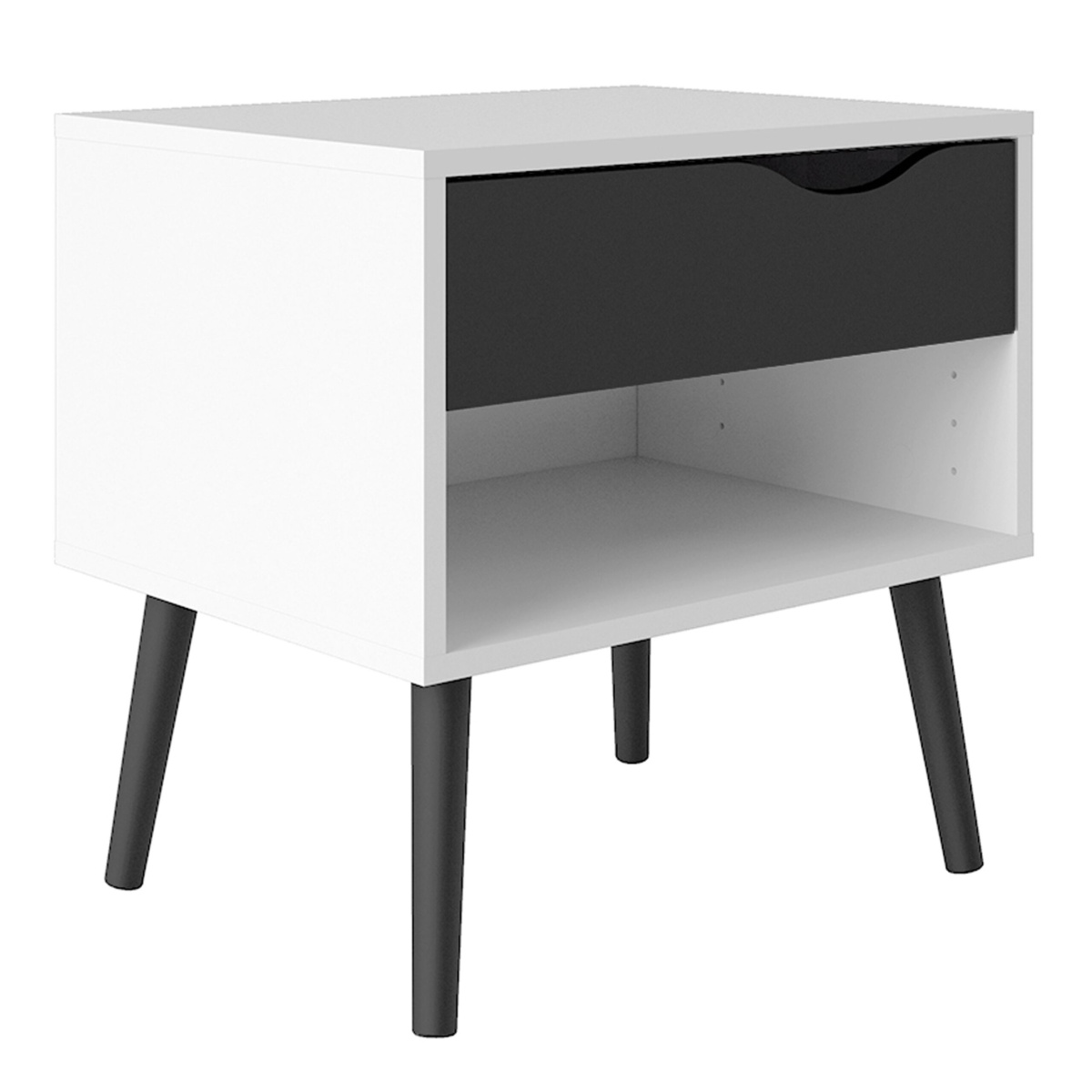 Solo Bedside 1 Drawer In White Black Matt