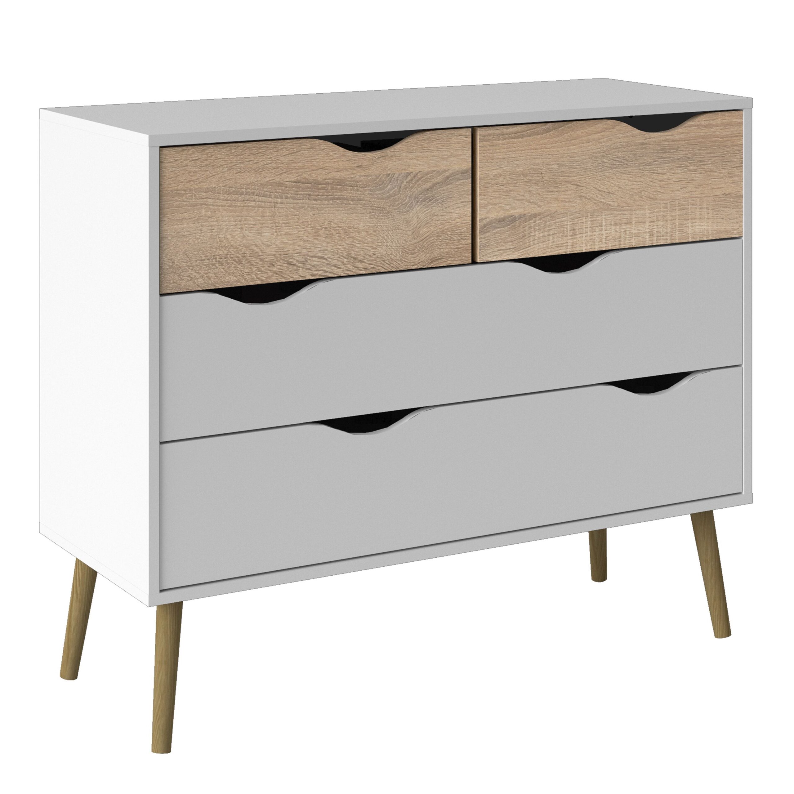 Solo Chest Of 4 Drawers (2+2) In White Oak