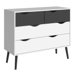 Solo Chest Of 4 Drawers (2+2) In White Black Matt