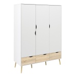 Solo Wardrobe - 3 Doors 3 Drawers In White Oak