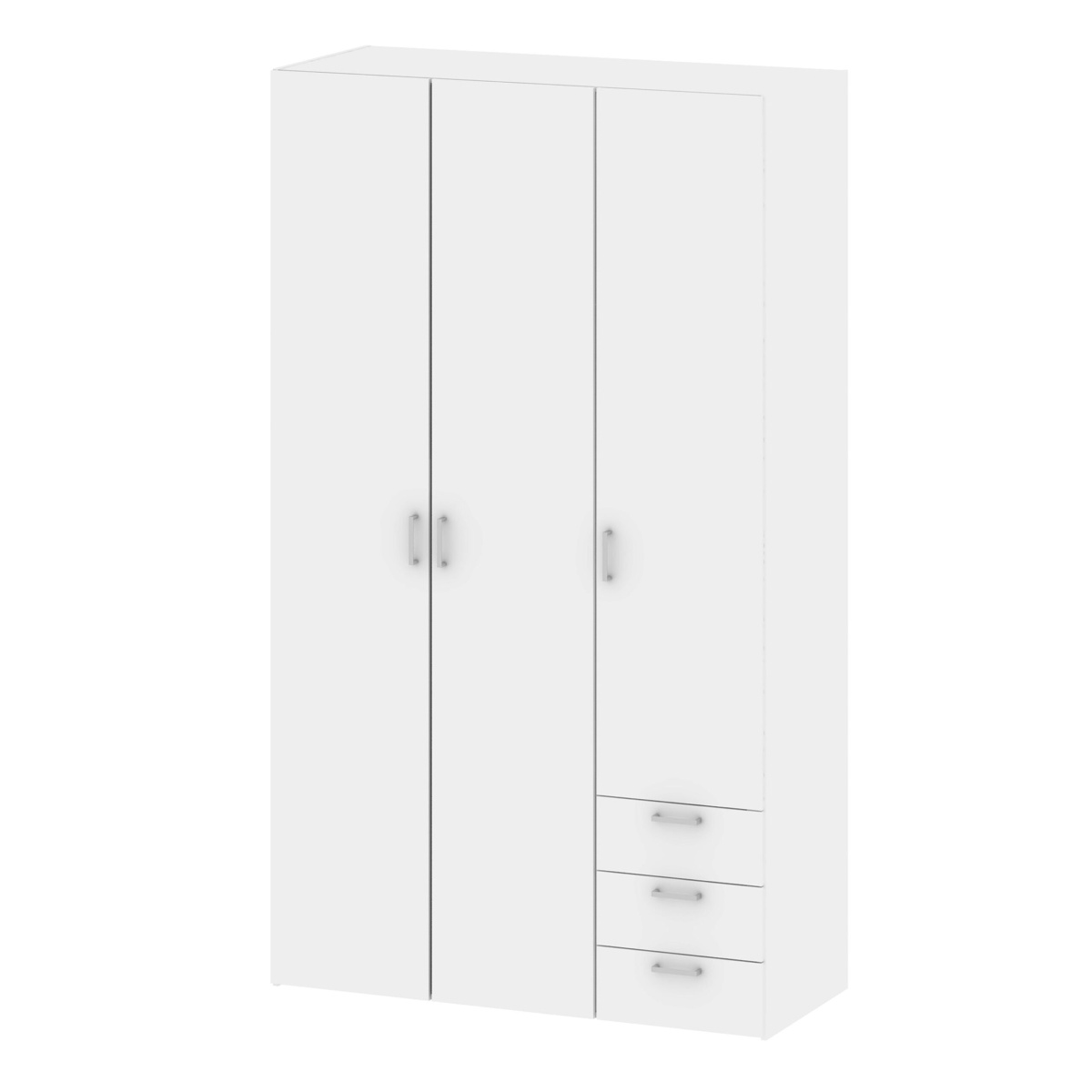 Pluto Wardrobe - 3 Doors 3 Drawers In White