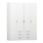 Pluto Wardrobe - 4 Doors 3 Drawers In White