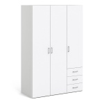 Pluto Wardrobe 3 Doors 3 Drawers White