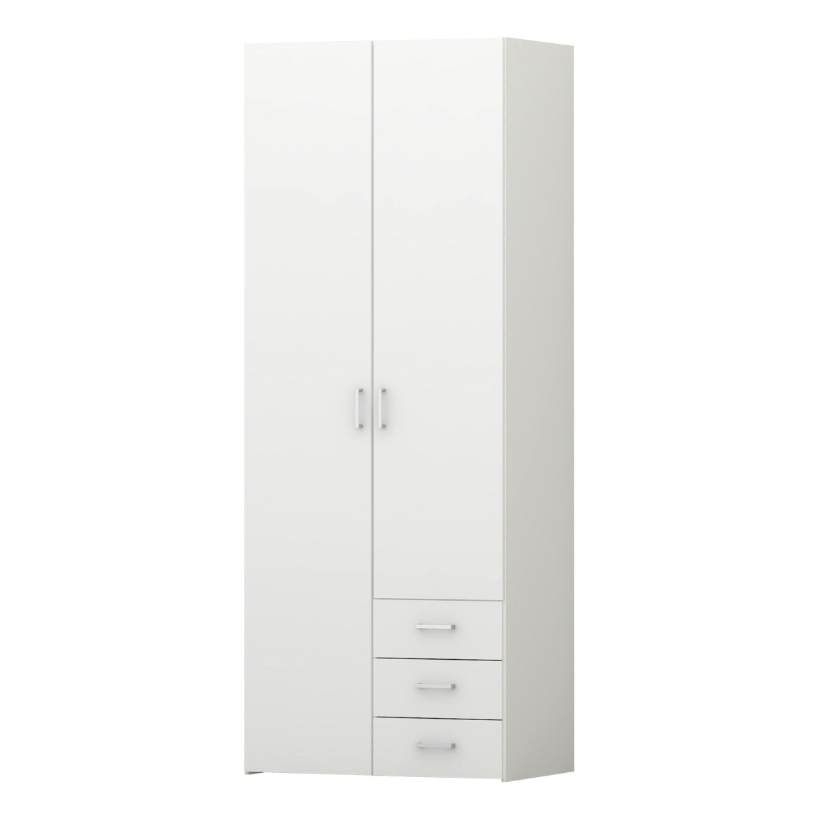 Pluto Wardrobe - 2 Doors 3 Drawers In White