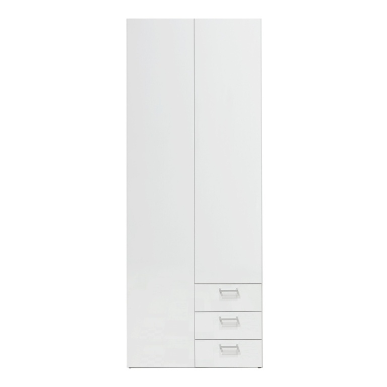 Pluto Wardrobe - 2 Doors 3 Drawers In White