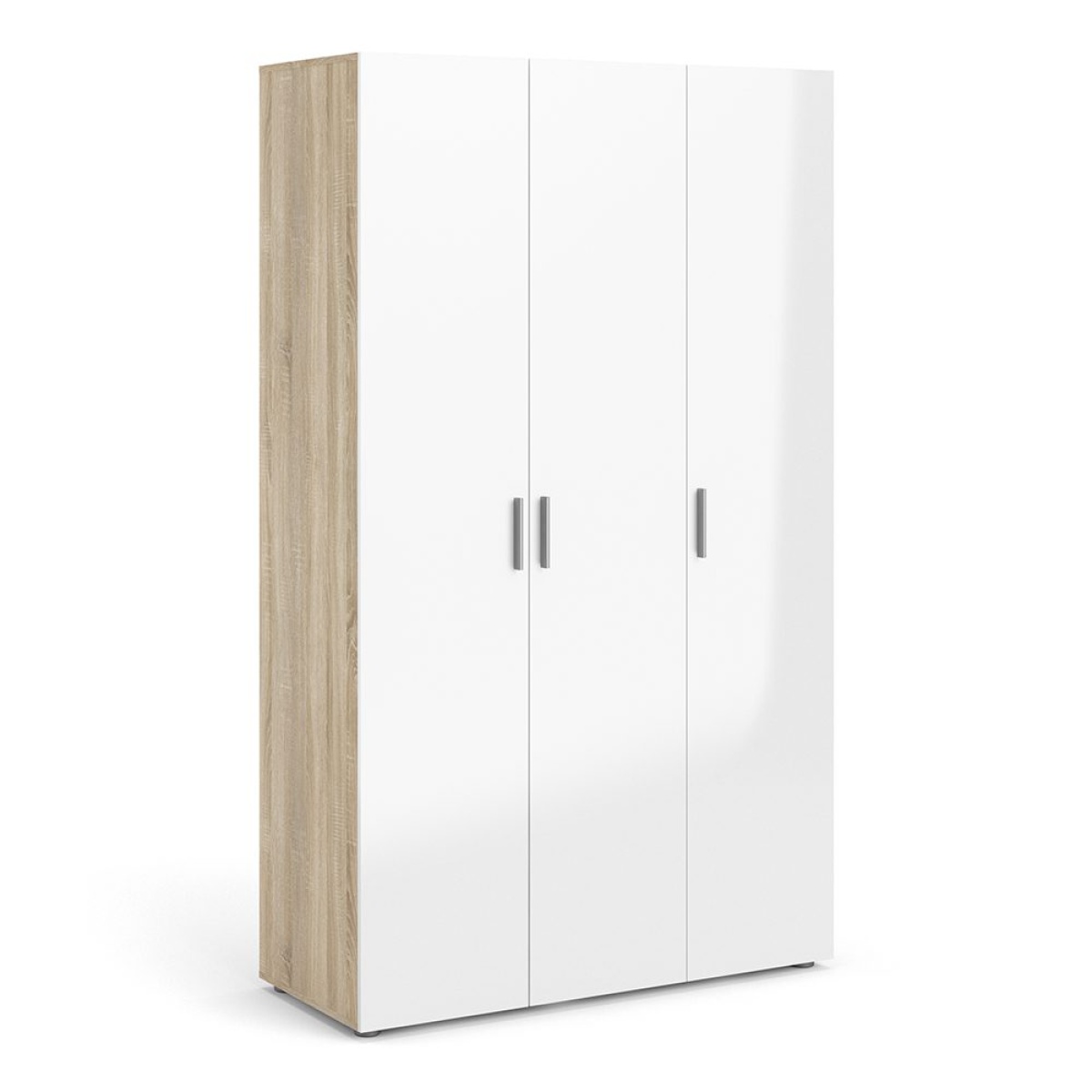 Tele Wardrobe with 3 doors in Oak with White High Gloss