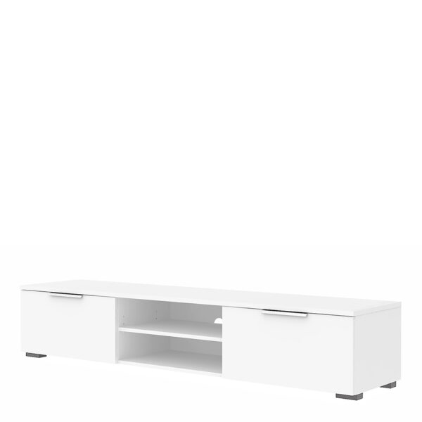 TV Unit 2 Drawers 2 Shelf In White High Gloss