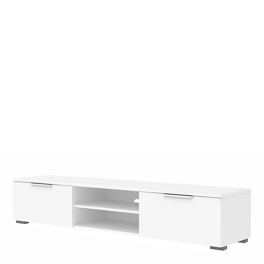 TV Unit 2 Drawers 2 Shelf In White High Gloss