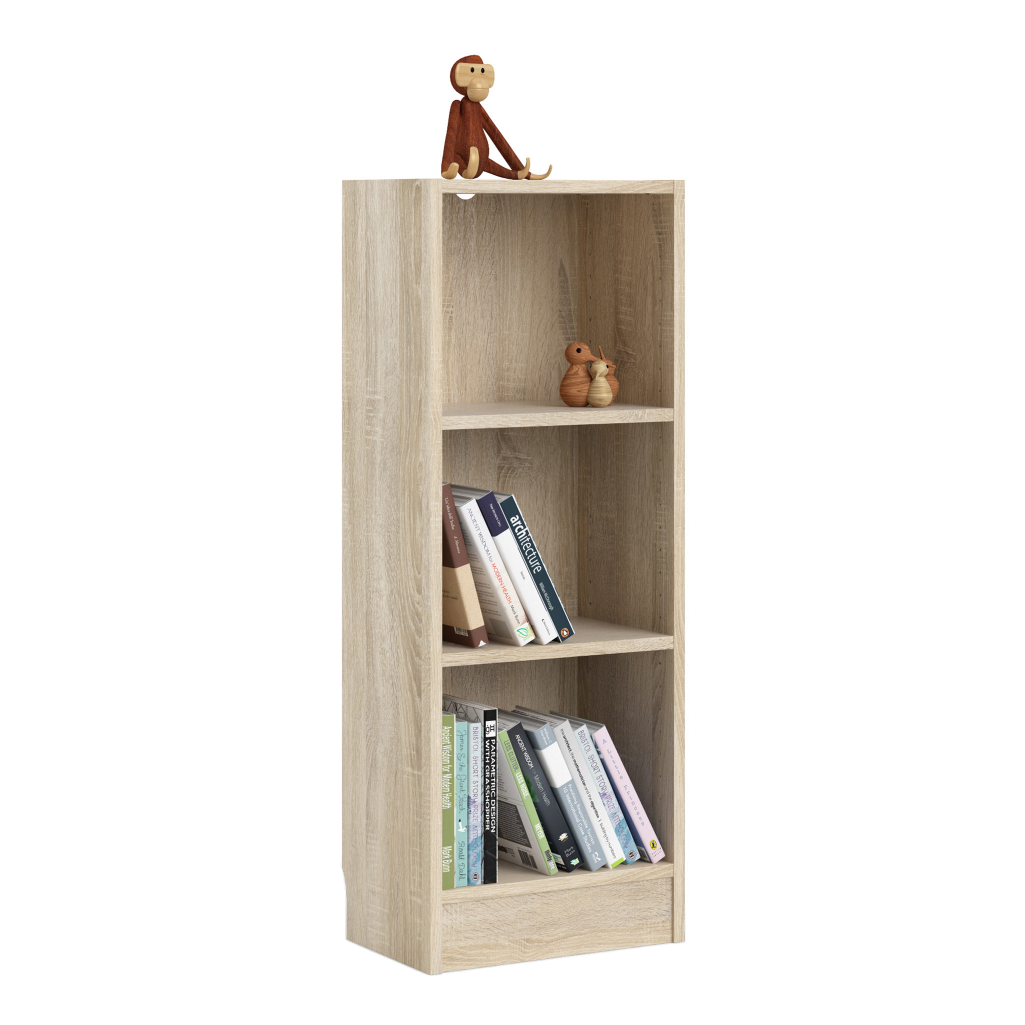 Duday Low Narrow Bookcase (2 Shelves) In Oak