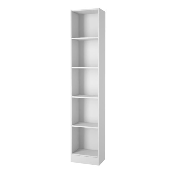 Duday Tall Narrow Bookcase (4 Shelves) In White