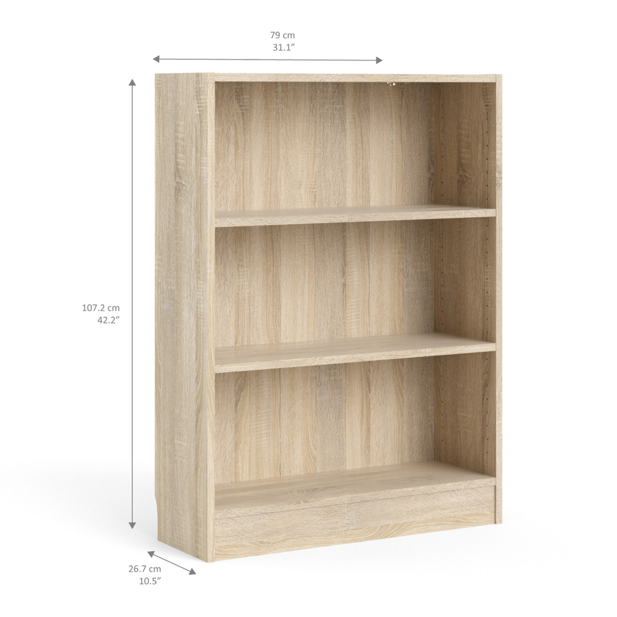 Duday Low Wide Bookcase (2 Shelves) In Oak