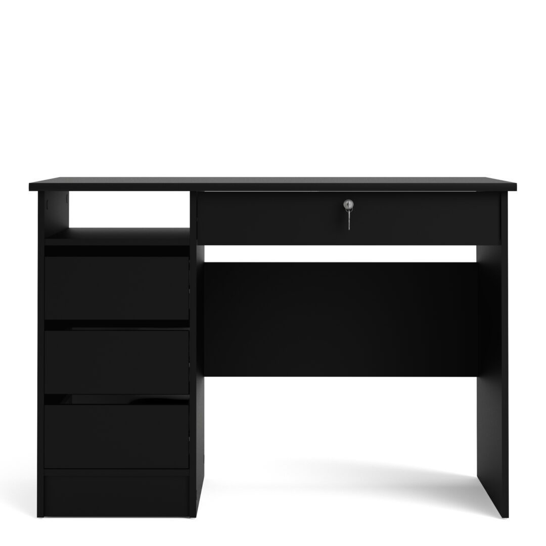Remote Desk (3+1) Handle Free Drawer In Black