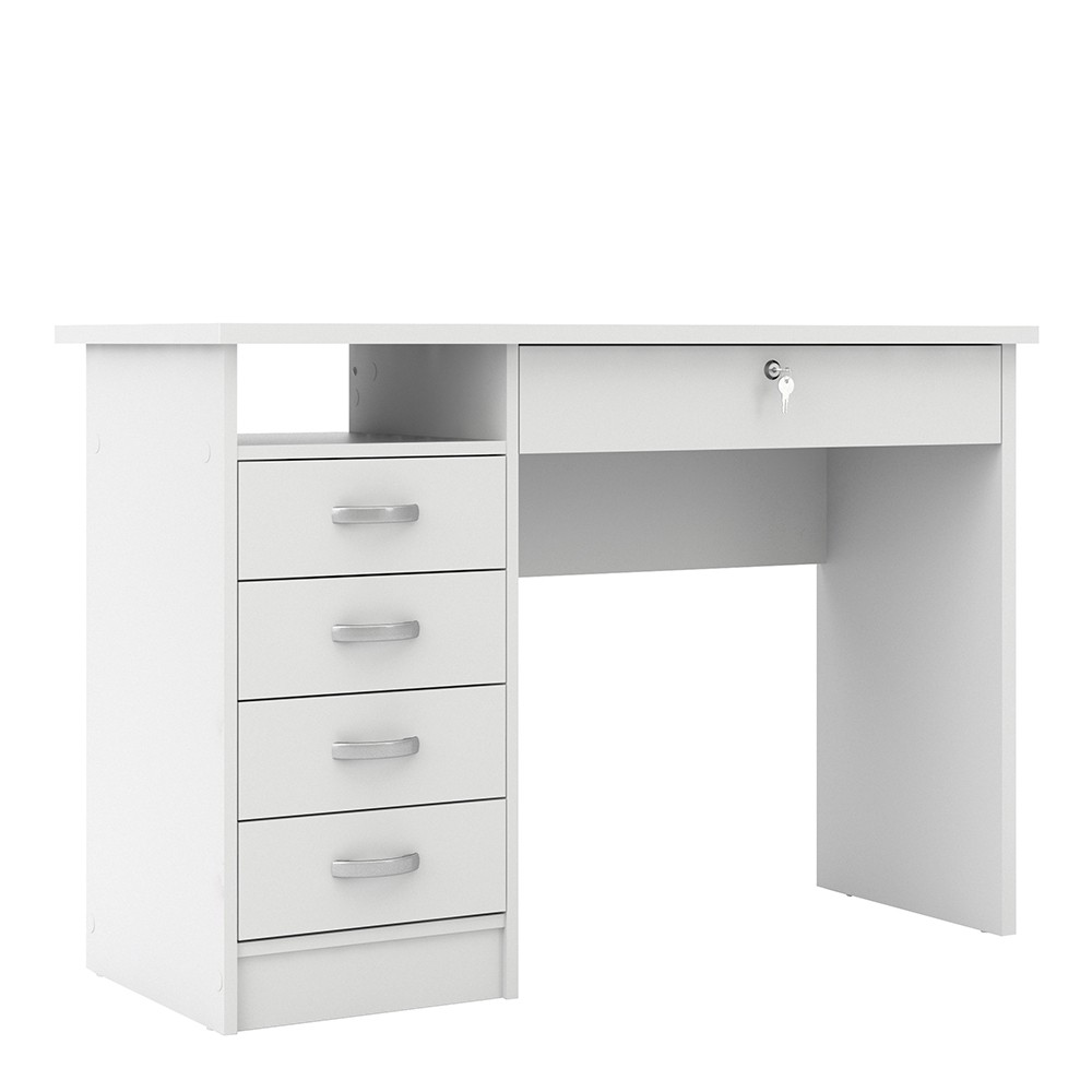 Fosy Desk 5 Drawers in White